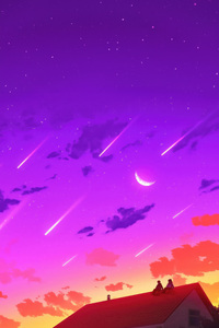 A Rooftop Evening Together (1080x2280) Resolution Wallpaper
