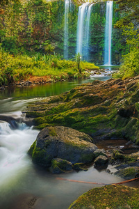 640x1136 A Waterfall Flowing Through A Subtropical Forest 8k