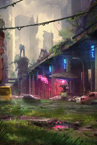 Abandon City Digital Art 4k (240x320) Resolution Wallpaper