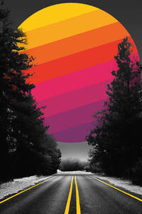 Adventure Road Abstract Colorful Sun (1440x2960) Resolution Wallpaper