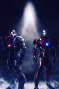 Adventures With Iron Man And War Machine (640x960) Resolution Wallpaper