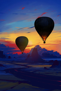 Air Balloon Floating (540x960) Resolution Wallpaper