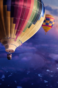 Air Balloons Sunset 4k