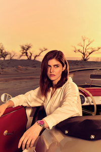 Alexandra Daddario Ft Tag Heuer 2025 (1125x2436) Resolution Wallpaper