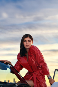 Alexandra Daddario X Tag Heuer 2025 (240x320) Resolution Wallpaper