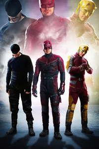 All The Daredevil Suits (320x480) Resolution Wallpaper