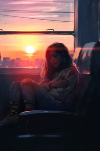 Alone Bus Ride (1080x2280) Resolution Wallpaper