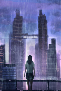 Alone Girl In Rain (1125x2436) Resolution Wallpaper