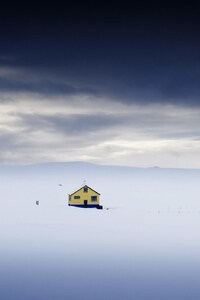 Alone House On Top Of Ice Mountains