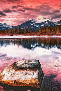 Alpine Sunset Symphony Mountain Lake (320x480) Resolution Wallpaper