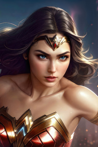 Amazonian Might Wonder Woman (320x480) Resolution Wallpaper