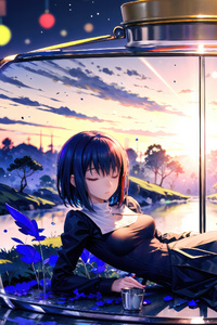 An Anime Girl Tale Within A Jar (640x1136) Resolution Wallpaper