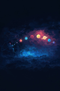 An Astronaut Paints The Solar System (1280x2120) Resolution Wallpaper