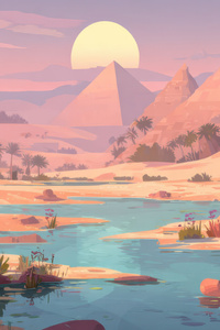 Ancient Egypt Anime Landscape (1080x2280) Resolution Wallpaper