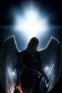 Angel Boy With A Sword (360x640) Resolution Wallpaper