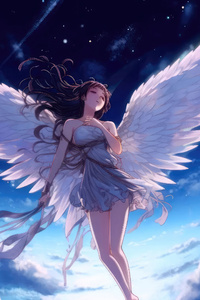 Angel Girl Flying In Heaven