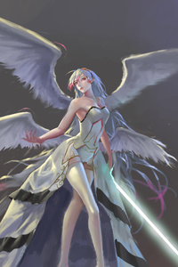 Angel With Sword White Hair Dungeon Fighter Online (1080x1920) Resolution Wallpaper