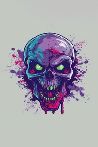Angry Liquid Color Zombie Skull (1440x2960) Resolution Wallpaper