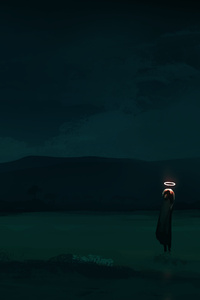 Anime Angel In Dark Night (1440x2560) Resolution Wallpaper