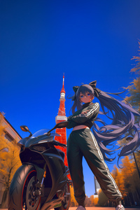 Anime Biker Girl Adventure (640x960) Resolution Wallpaper