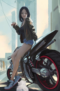 1080x2280 Anime Biker Girl