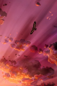Anime Bird Sky Scenery 8k (640x960) Resolution Wallpaper