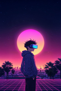 Anime Boy Living In Virtual Reality (540x960) Resolution Wallpaper