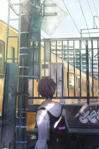 240x320 Anime Boy Train