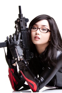 Anime Cosplay Girl With Guns