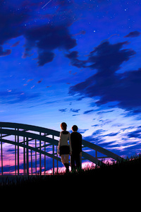 480x854 Anime Couple Evening Walk