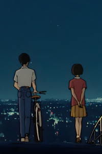 720x1280 Anime Couple With Bicycle 5k