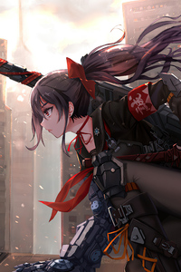 Anime Cyber Arm Sword Girl 4k (1280x2120) Resolution Wallpaper