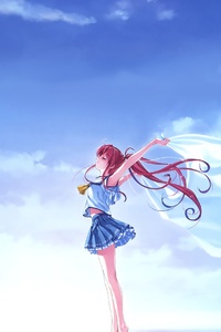 Anime Deep Blue Sky Pure White Wings 4k (1080x1920) Resolution Wallpaper