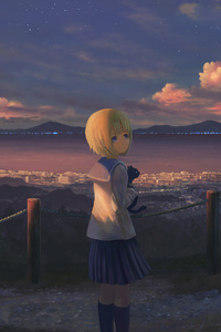 640x960 Anime Girl Alone Standing