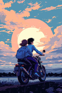 2160x3840 Anime Girl And Boy On Bike