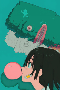 540x960 Anime Girl And Her Floating Friend