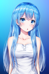 Anime Girl Aqua Blue 4k