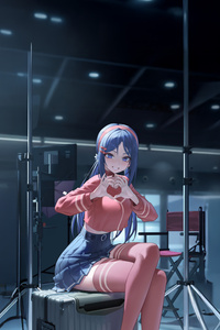 Anime Girl At Studio Dreams In Heartwarming Scene (1080x1920) Resolution Wallpaper