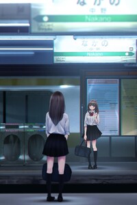 720x1280 Anime Girl At Train Station