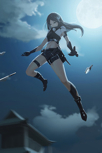Anime Girl Attack Swords Small Weapons 4k (240x320) Resolution Wallpaper