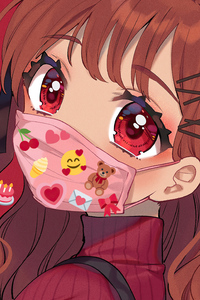 Anime Girl Big Eyes Tattoo Mask