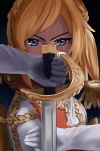 Anime Girl Blue Eyes With Sword