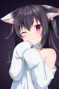 Anime Girl Cat Ears 4k (480x854) Resolution Wallpaper