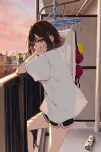 Anime Girl Chilling At Balcony 4k (750x1334) Resolution Wallpaper