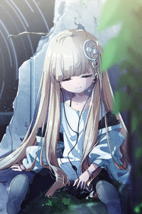 Anime Girl Closed Eyes 5k (320x568) Resolution Wallpaper