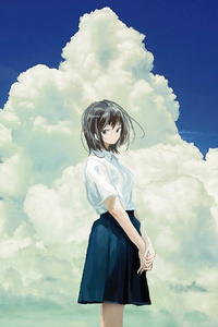 1280x2120 Anime Girl Clouds 5k