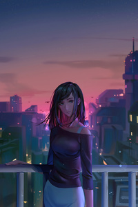 Anime Girl Dawn City 4k (480x854) Resolution Wallpaper