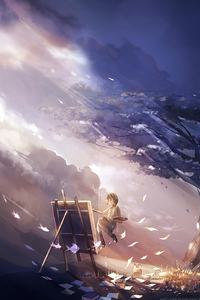 Anime Girl Doing Painting Magical 4k (750x1334) Resolution Wallpaper