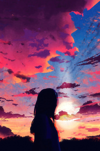 2160x3840 Anime Girl Embracing The Evening Calm