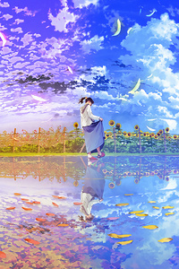 Anime Girl Enjoying Blossom
